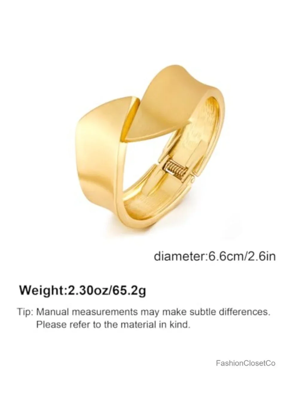 Matte Brushed Gold Plated Chunky Open Cuff Bangle Bracelet